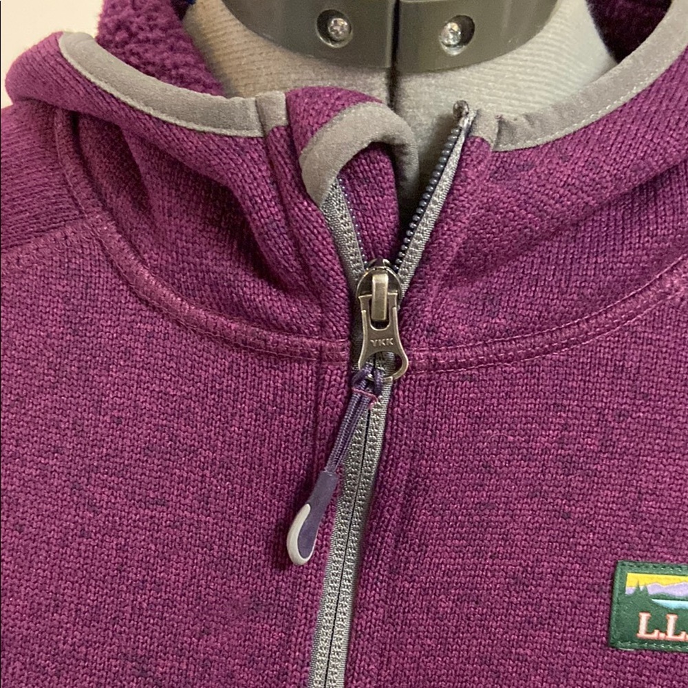 L.L. Bean Purple Utility Jacket Fleece Hooded Size L (14-16) - Picture 3 of 8